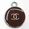 Zinc Alloy Enamel Pendant, Round 20x16mm Hole:3mm, Sold by Group