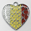 Zinc Alloy Enamel Pendant, Heart 21x20.5mm Hole:2mm, Sold by Group