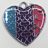 Zinc Alloy Enamel Pendant, Heart 21x20.5mm Hole:2mm, Sold by Group