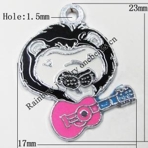 Zinc Alloy Enamel Pendant, 23x17mm Hole:1.5mm, Sold by Group