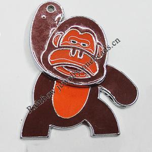 Zinc Alloy Enamel Pendant, Orangutan 46x38mm Hole:2mm, Sold by Group