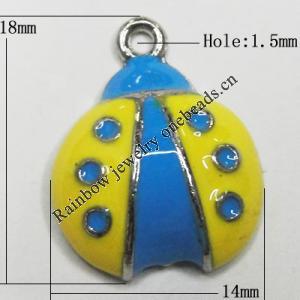 Zinc Alloy Enamel Pendant, ladybird 18x14mm Hole:1.5mm, Sold by Group