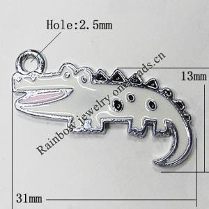 Zinc Alloy Enamel Pendant, Animal 31x13mm Hole:2.5mm, Sold by Group