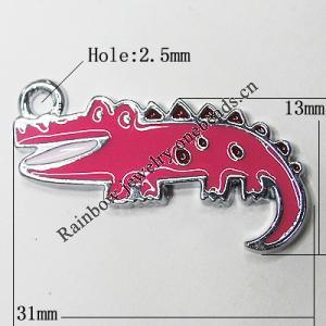 Zinc Alloy Enamel Pendant, Animal 31x13mm Hole:2.5mm, Sold by Group