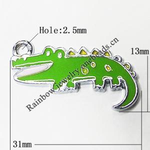 Zinc Alloy Enamel Pendant, Animal 31x13mm Hole:2.5mm, Sold by Group