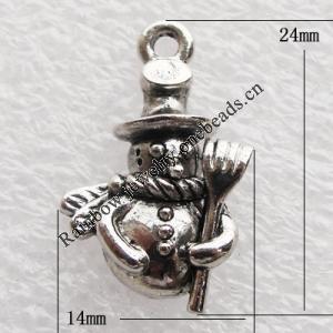Zinc Alloy Jewelry Findings, Christmas Charm/Pendant, 14x24mm, Sold by Group 