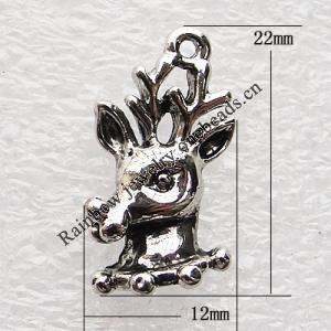 Zinc Alloy Jewelry Findings, Christmas Charm/Pendant, 12x22mm, Sold by Group 