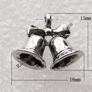 Zinc Alloy Jewelry Findings, Christmas Charm/Pendant, 15x16mm, Sold by Group 