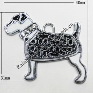 Zinc Alloy Enamel Pendant, Dog 40x31mm, Sold by Group