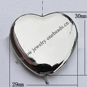 Jewelry findings, CCB plastic Beads, Heart 29x30mm Hole:2mm, Sold by Bag