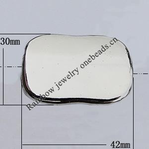 Jewelry findings, CCB plastic Beads, Rectangle 42x30mm Hole:2mm, Sold by Bag