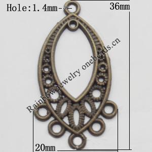 Connector, Lead-free Zinc Alloy Jewelry Findings, 20x36mm Hole=1.4mm, Sold by Bag