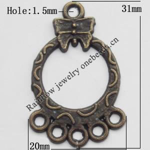 Connector, Lead-free Zinc Alloy Jewelry Findings, 20x31mm Hole=1.5mm, Sold by Bag