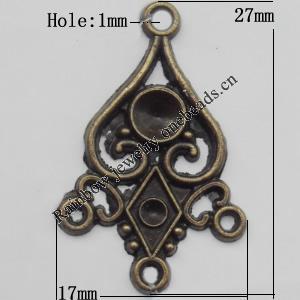 Connector, Lead-free Zinc Alloy Jewelry Findings, 17x27mm Hole=1mm, Sold by Bag