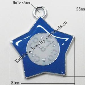 Zinc Alloy Enamel Pendant, Star 25x21mm Hole:3mm, Sold by Group