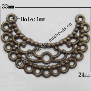 Connector, Lead-free Zinc Alloy Jewelry Findings, 33x24mm Hole=1mm, Sold by Bag