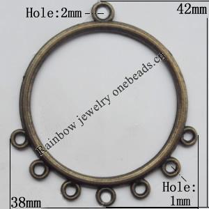 Connector, Lead-free Zinc Alloy Jewelry Findings, 38x42mm Hole=2mm,1mm, Sold by Bag