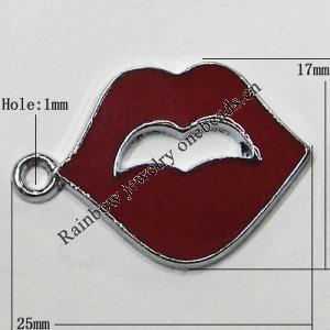 Zinc Alloy Enamel Pendant, Mouth 25x17mm Hole:1mm, Sold by Group