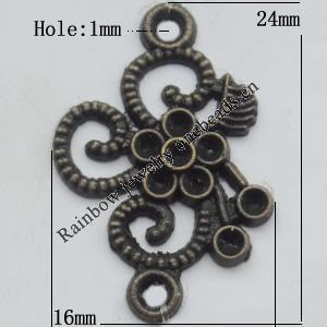 Connector, Lead-free Zinc Alloy Jewelry Findings, 16x24mm Hole=1mm, Sold by Bag
