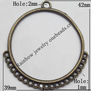 Connector, Lead-free Zinc Alloy Jewelry Findings, 39x42mm Hole=2mm,1mm, Sold by Bag
