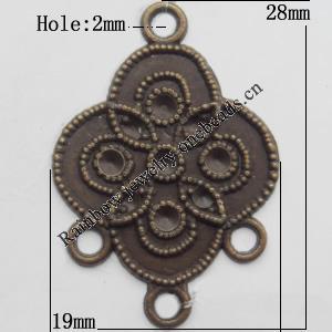 Connector, Lead-free Zinc Alloy Jewelry Findings, 19x28mm Hole=2mm, Sold by Bag