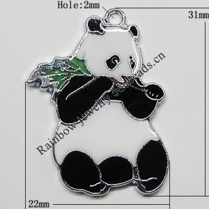 Zinc Alloy Enamel Pendant, Panda 31x22mm Hole:2mm, Sold by Group