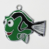 Zinc Alloy Enamel Pendant, Fish 30x28mm Hole:2mm, Sold by Group