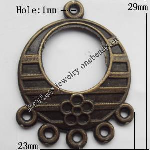 Connector, Lead-free Zinc Alloy Jewelry Findings, 23x29mm Hole=1mm, Sold by Bag