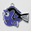 Zinc Alloy Enamel Pendant, Fish 30x28mm Hole:2mm, Sold by Group