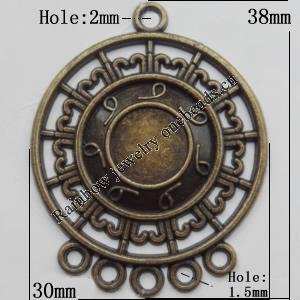 Connector, Lead-free Zinc Alloy Jewelry Findings, 30x38mm Hole=2mm,1.5mm, Sold by Bag