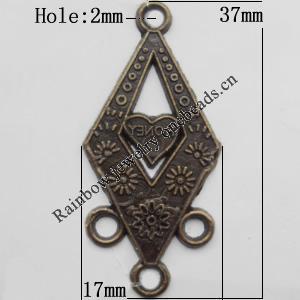 Connector, Lead-free Zinc Alloy Jewelry Findings, 17x37mm Hole=2mm, Sold by Bag