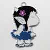 Zinc Alloy Enamel Pendant, Girl 34x23mm Hole:2mm, Sold by Group