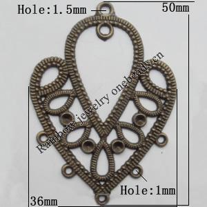 Connector, Lead-free Zinc Alloy Jewelry Findings, 36x50mm Hole=1.5mm,1mm, Sold by Bag
