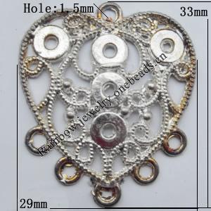 Connector, Lead-free Zinc Alloy Jewelry Findings, 29x33mm Hole=1.5mm, Sold by Bag