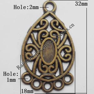 Connector, Lead-free Zinc Alloy Jewelry Findings, 18x32mm Hole=2mm,1mm, Sold by Bag