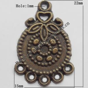 Connector, Lead-free Zinc Alloy Jewelry Findings, 15x22mm Hole=1mm, Sold by Bag
