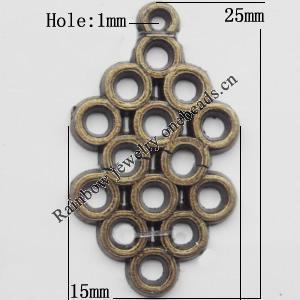 Connector, Lead-free Zinc Alloy Jewelry Findings, 15x25mm Hole=1mm, Sold by Bag