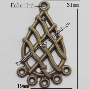 Connector, Lead-free Zinc Alloy Jewelry Findings, 19x31mm Hole=1mm, Sold by Bag