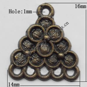Connector, Lead-free Zinc Alloy Jewelry Findings, 14x16mm Hole=1mm, Sold by Bag