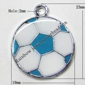 Zinc Alloy Enamel Pendant, Ball 23x19mm Hole:2mm, Sold by Group
