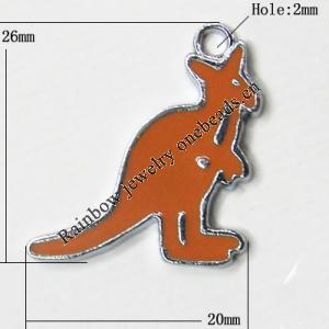 Zinc Alloy Enamel Pendant, Animal 20x26mm Hole:2mm, Sold by Group