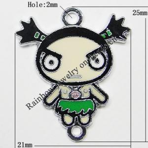 Zinc Alloy Enamel Pendant, Girl 21x25mm Hole:2mm, Sold by Group