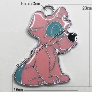 Zinc Alloy Enamel Pendant, Dog 23x16mm Hole:1mm, Sold by Group