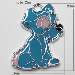 Zinc Alloy Enamel Pendant, Dog 23x16mm Hole:1mm, Sold by Group