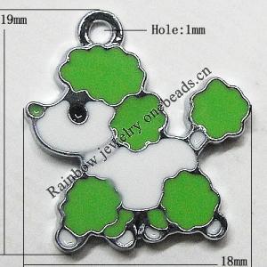 Zinc Alloy Enamel Pendant, Dog 19x18mm Hole:1mm, Sold by Group