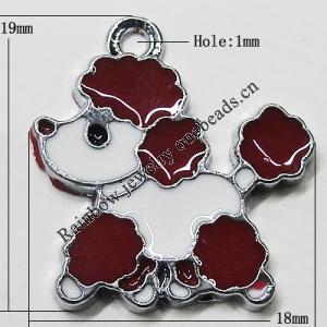 Zinc Alloy Enamel Pendant, Dog 19x18mm Hole:1mm, Sold by Group