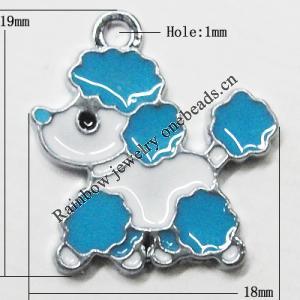 Zinc Alloy Enamel Pendant, Dog 19x18mm Hole:1mm, Sold by Group