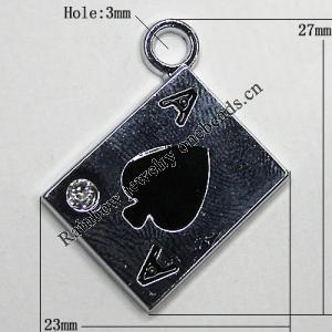 Zinc Alloy Enamel Pendant, 27x23mm Hole:3mm, Sold by Group