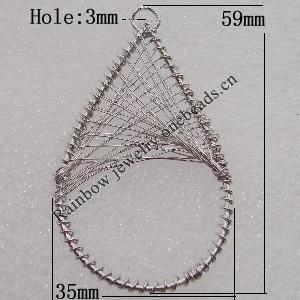 Iron Thread Component Handmade Lead-free, 59x35mm Hole:3mm Sold by Bag