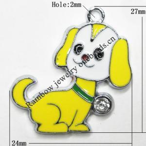 Zinc Alloy Enamel Pendant, Dog 27x24mm Hole:2mm, Sold by Group